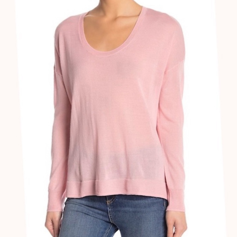 Madewell | Petal Pink Southstar Merino Wool Blend Lightweight Scoop Neck Sweater